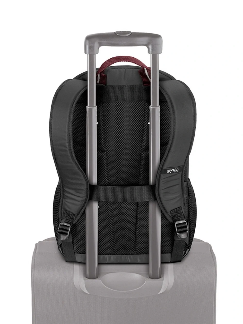 Solo Black Backpack with Burgundy Trim